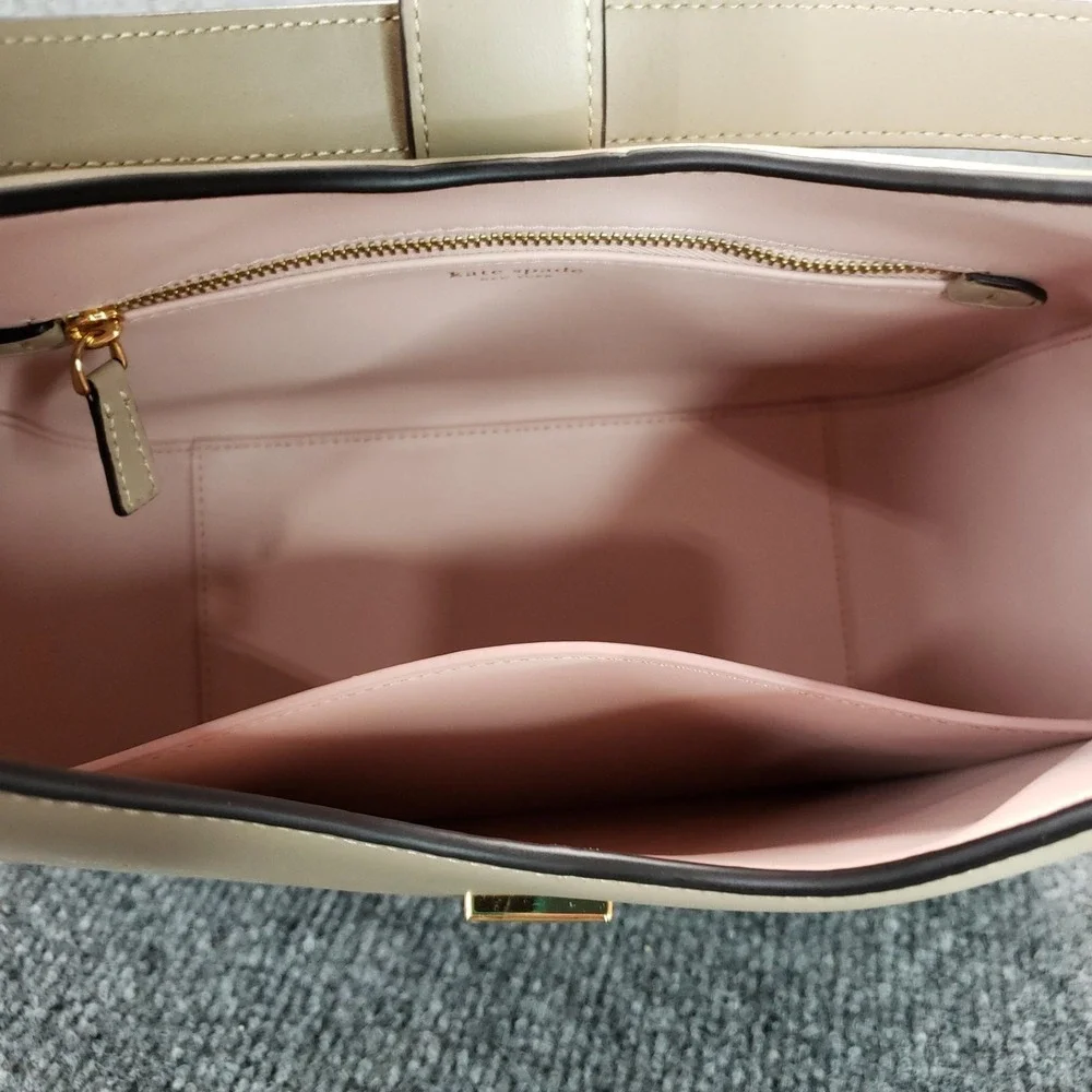 Kate‎ Spade Dakota Hobo Bag Womens Small Beige Leather Pink Lining Dust Bag